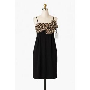 Red Valentino Black Dress Leopard Print Bow Size Small NWT